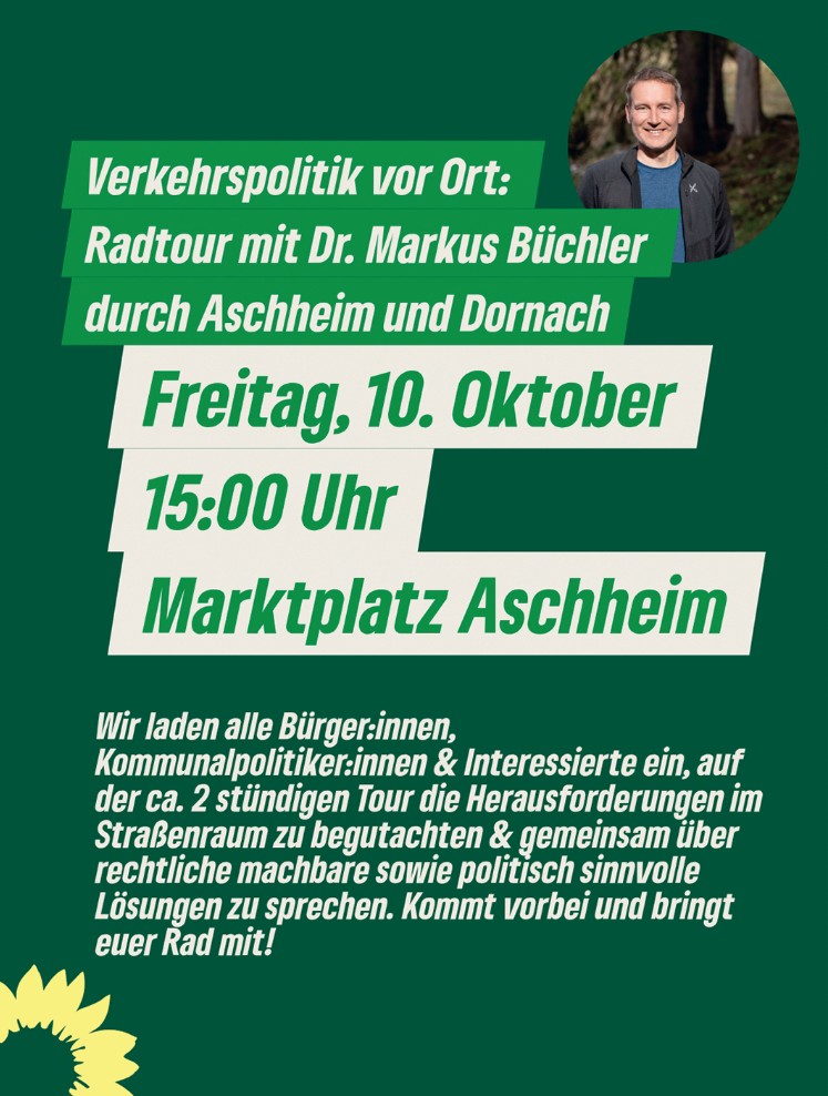 Verkehrspolitik vor Ort: Radtour mit Dr. Markus Büchler durch Aschheim und Dornach